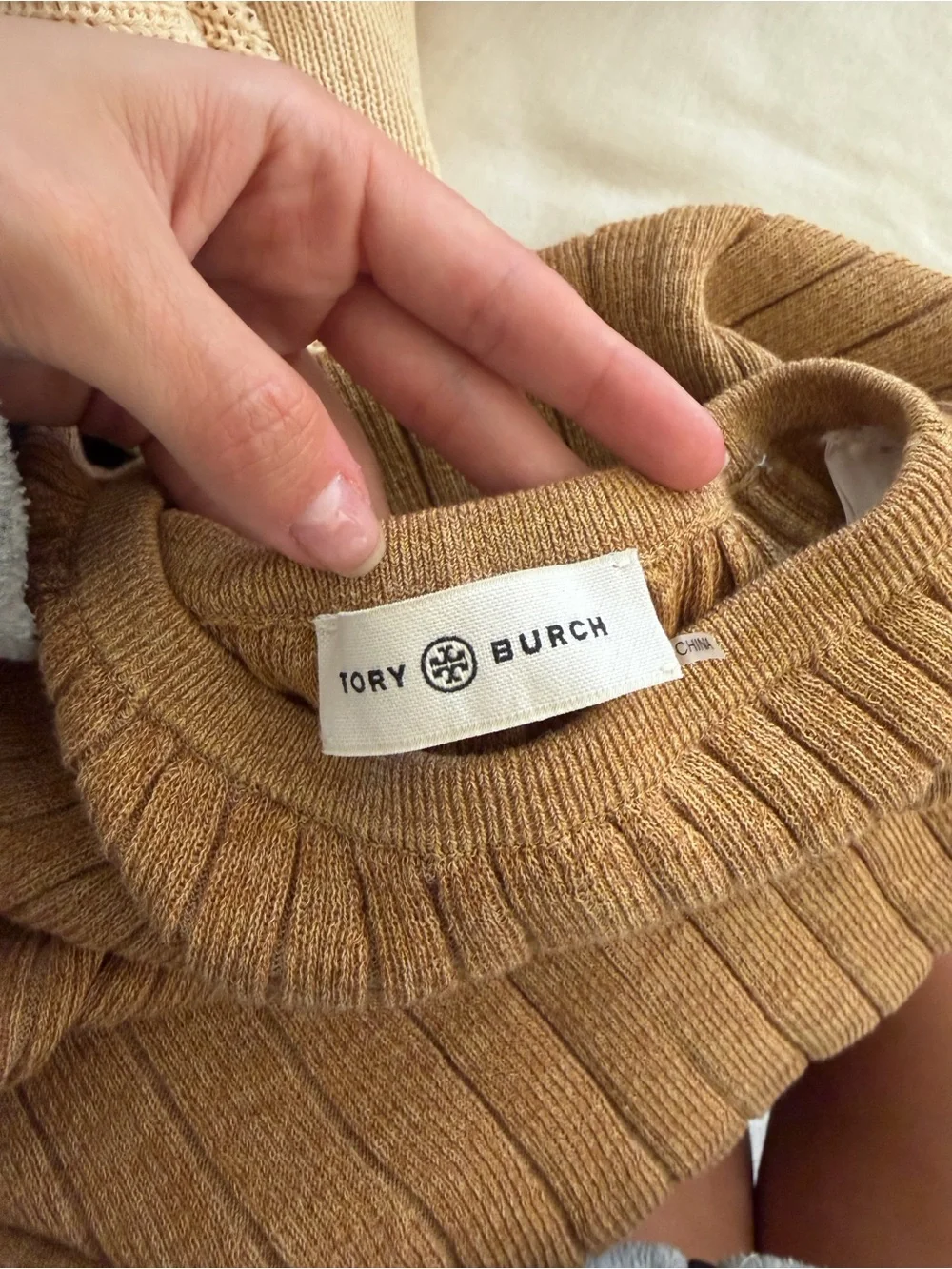 Tory Burch Ribbed Knit Maxi Skirt - Camel